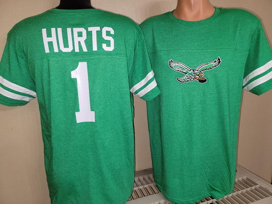 Mens NFL Team Apparel Philadelphia Eagles JALEN HURTS "Stripes" Football Jersey Shirt KELLY GREEN New