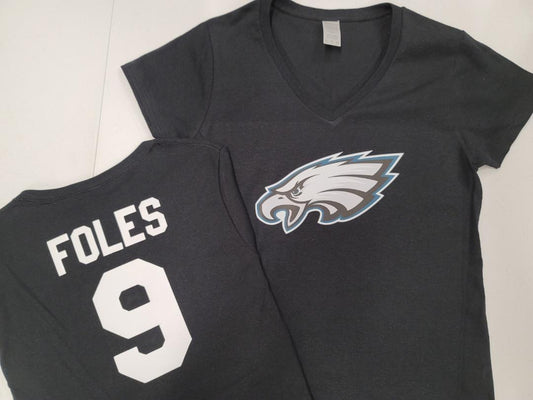 NFL Team Apparel Womens Philadelphia Eagles NICK FOLES V-Neck Football Shirt BLACK