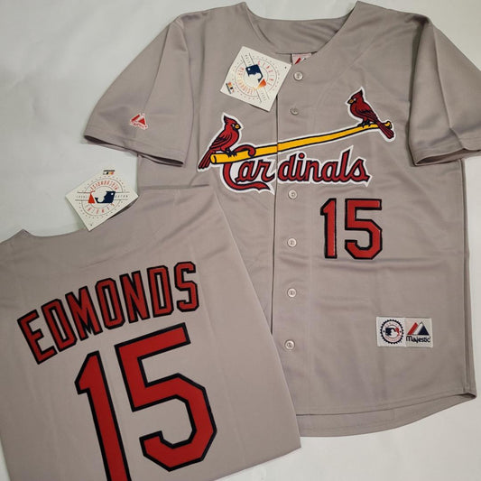 Mens Majestic St Louis Cardinals JIM EDMONDS Baseball Jersey GRAY