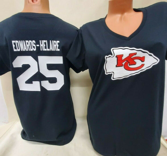 WOMENS Kansas City Chiefs CLYDE EDWARDS-HELAIRE V-Neck Shirt BLK