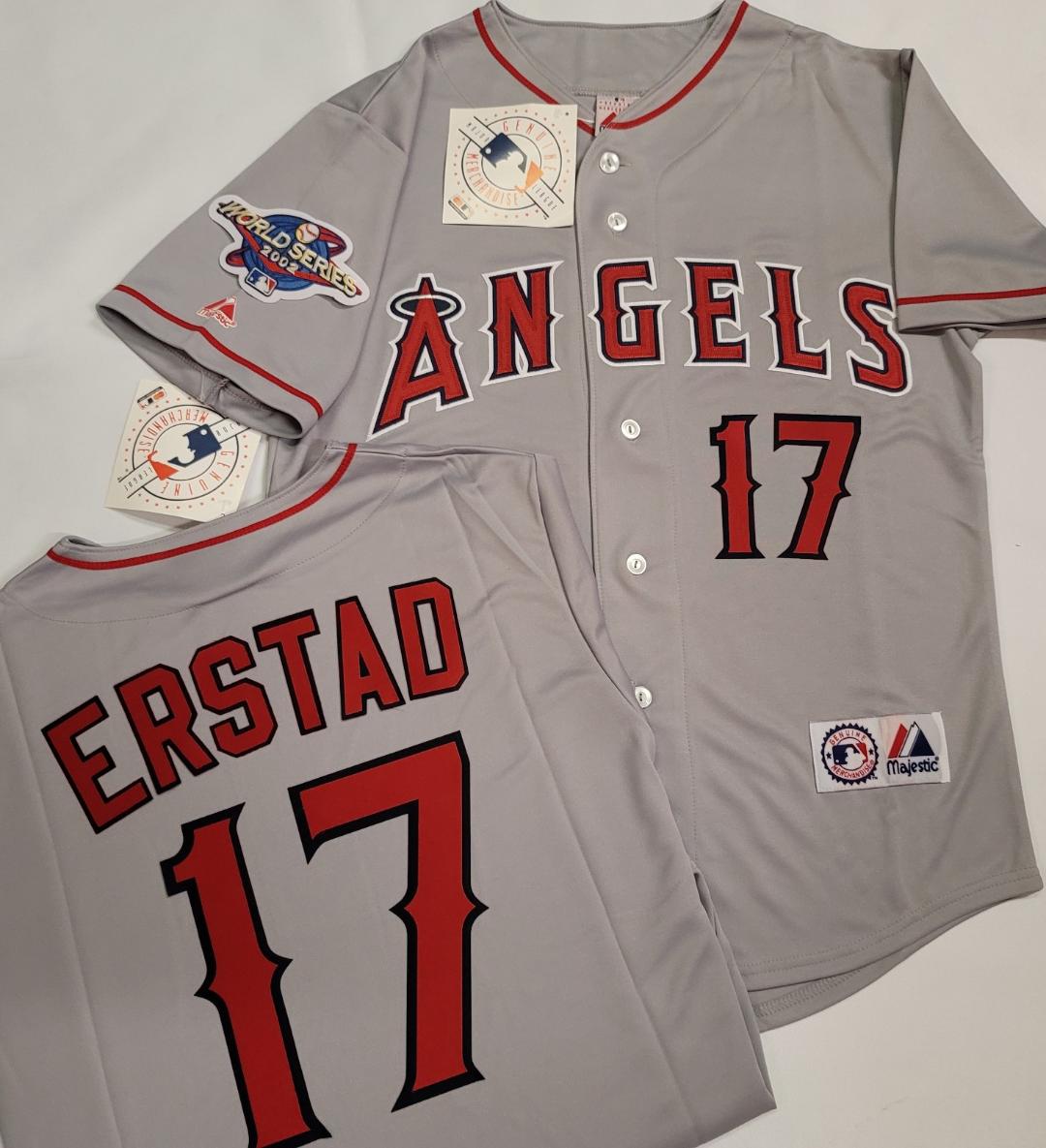 Majestic Anaheim Angels DARIN ERSTAD 2002 World Series Baseball Jersey GRAY