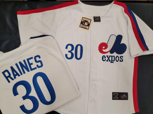 Cooperstown Collection Montreal Expos TIM RAINES Throwback Baseball Jersey WHITE