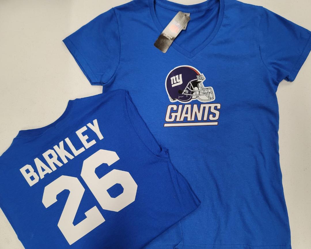 NFL Team Apparel Womens New York Giants SAQUON BARKLEY V-Neck Football Shirt ROYAL
