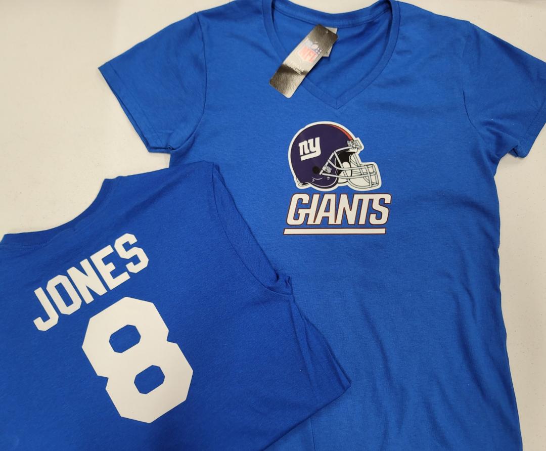 NFL Team Apparel Womens New York Giants DANIEL JONES V-Neck Football Shirt ROYAL