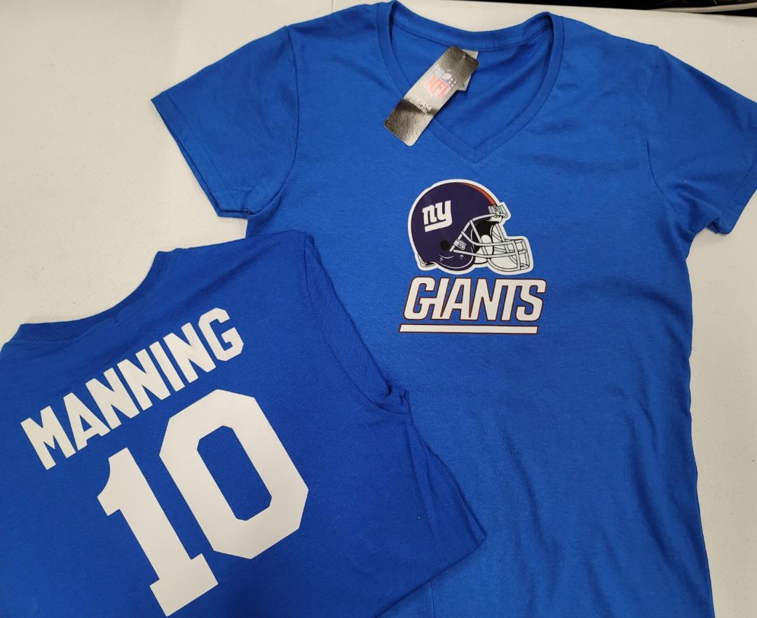 NFL Team Apparel Womens New York Giants ELI MANNING V-Neck Football Shirt ROYAL