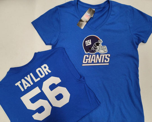 NFL Team Apparel Womens New York Giants LAWERENCE TAYLOR V-Neck Football Shirt ROYAL