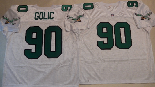 Philadelphia Eagles MIKE GOLIC 90s Vintage Throwback Football Jersey WHITE