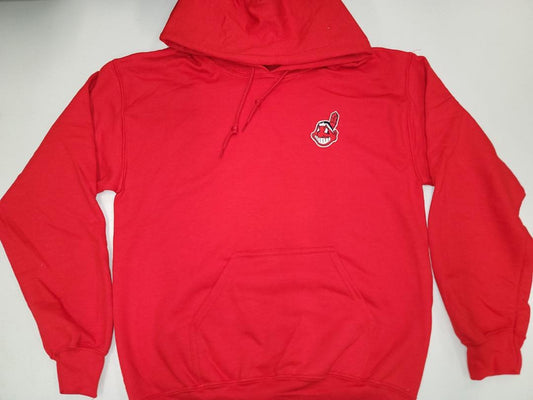 Mens CLEVELAND INDIANS Pullover Hooded Hoodie SWEATSHIRT RED All Sizes