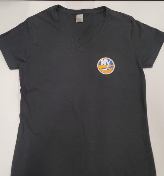 Womens NHL Team Apparel NEW YORK ISLANDERS V-Neck Hockey Shirt BLACK