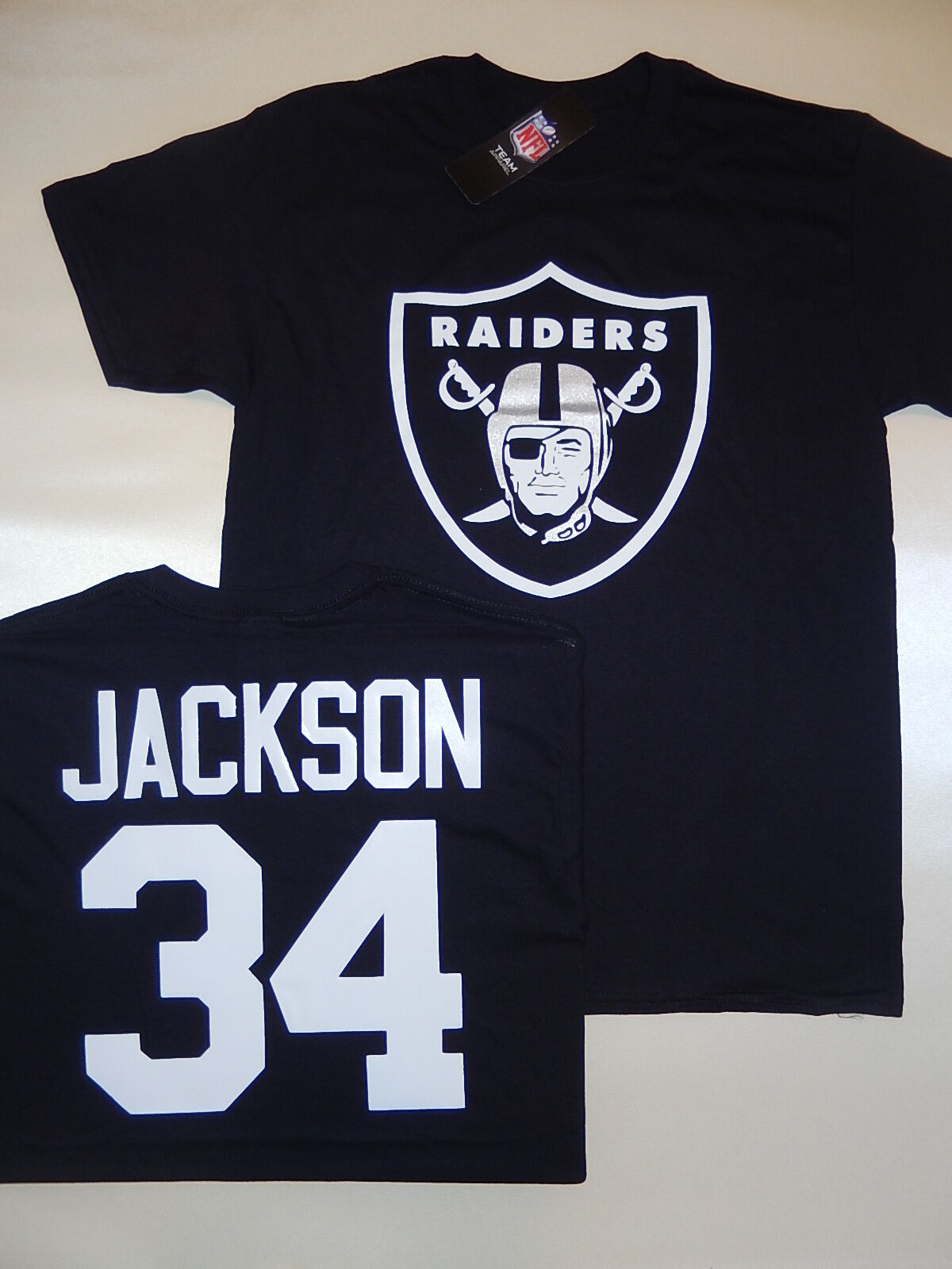 MENS NFL Team Apparel Oakland Raiders Raiders BO JACKSON Football Jersey Shirt Black