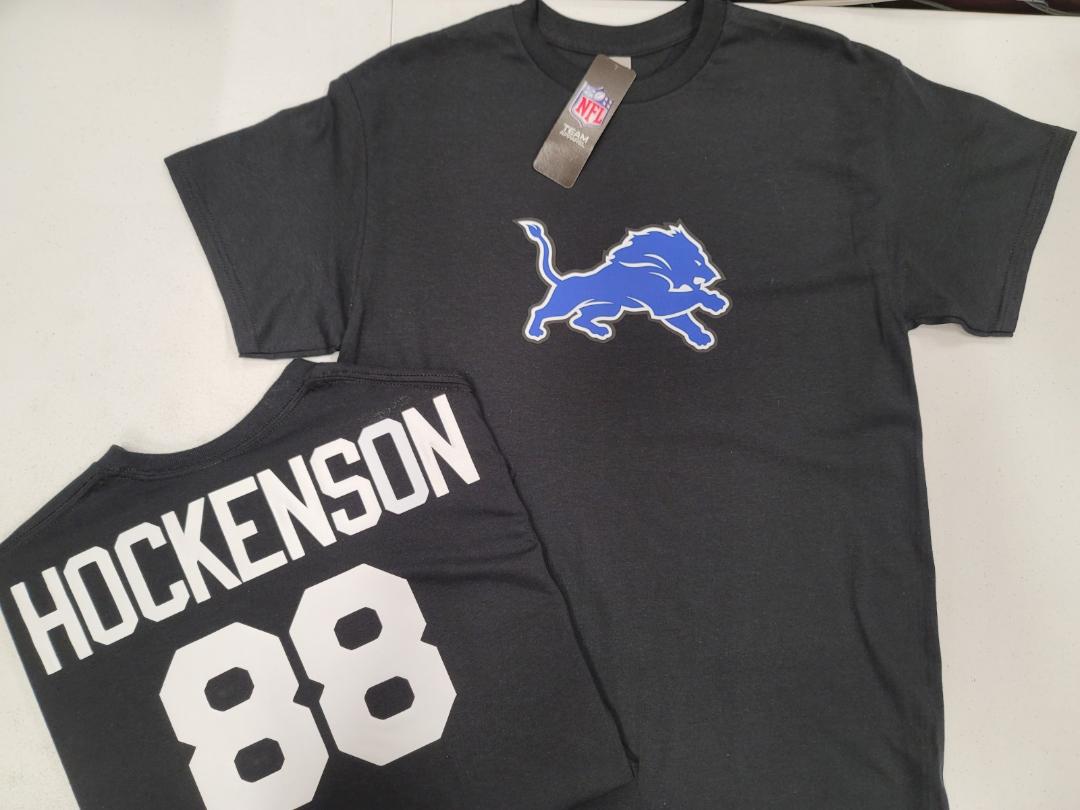 Mens NFL Team Apparel Detroit Lions TJ HOCKENSON Football Jersey Shirt BLACK