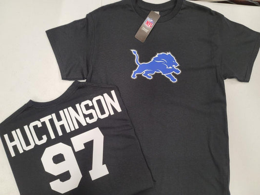 Mens NFL Team Apparel Detroit Lions AIDEN HUTCHINSON Football Jersey Shirt BLACK