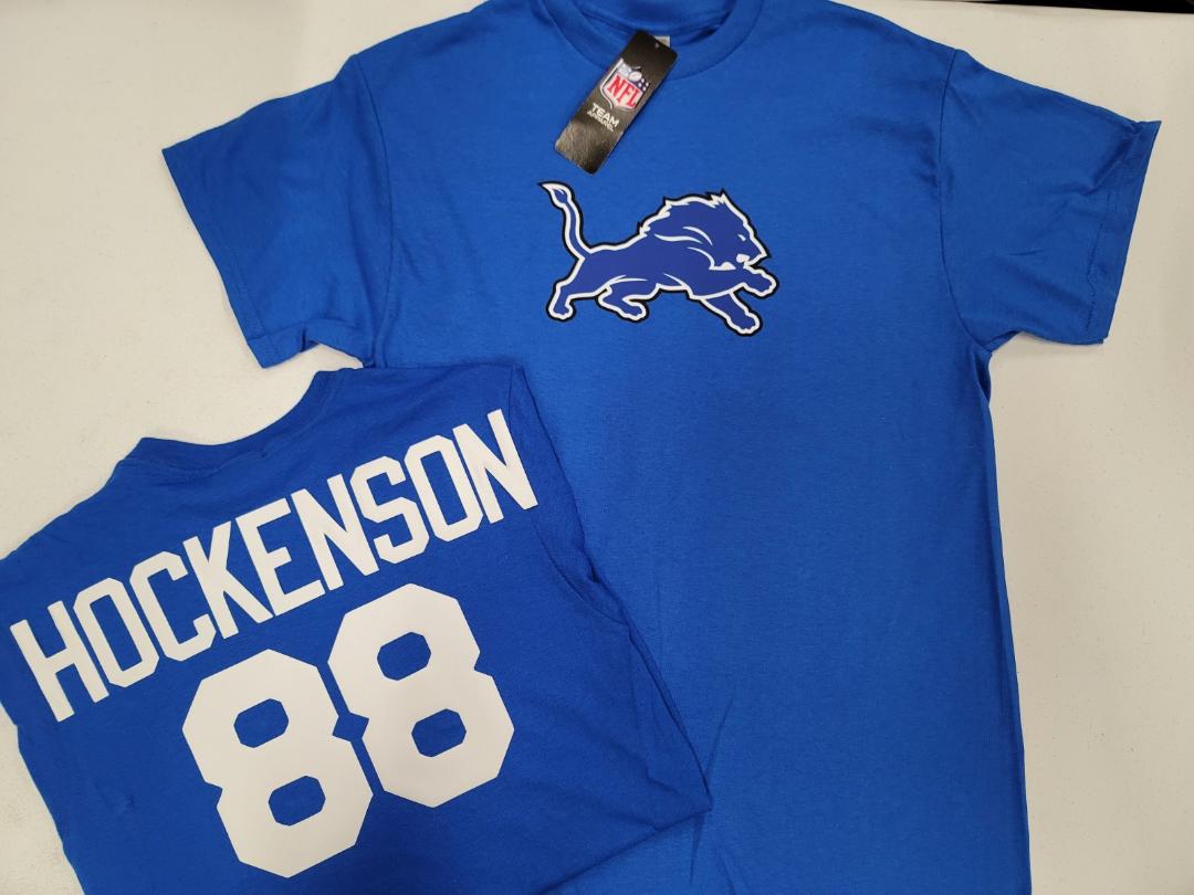 Mens NFL Team Apparel Detroit Lions TJ HOCKENSON Football Jersey Shirt ROYAL