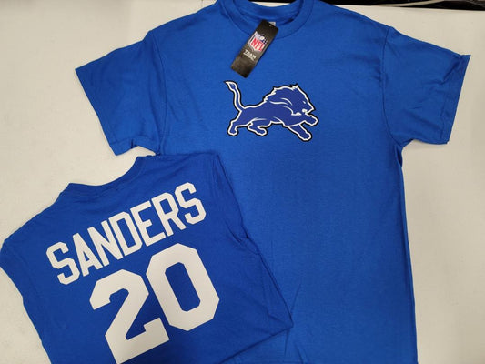 Mens NFL Team Apparel Detroit Lions BARRY SANDERS Football Jersey Shirt ROYAL