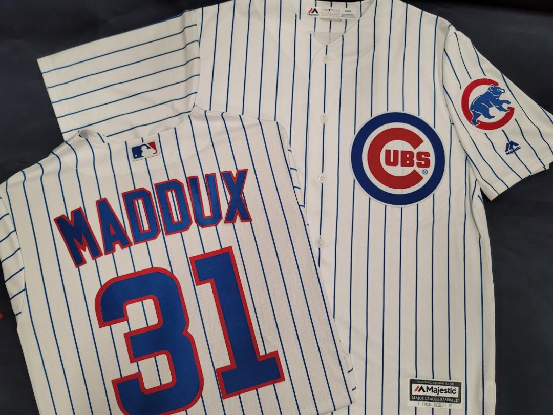 Majestic Chicago Cubs GREG MADDUX Vintage Baseball Jersey WHITE P/S