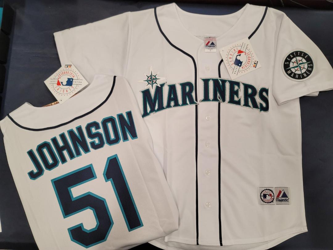 Majestic Seattle Mariners RANDY JOHNSON Sewn Baseball JERSEY WHITE