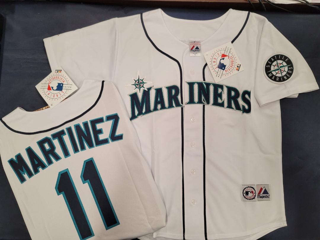 Majestic Seattle Mariners EDGAR MARTINEZ Sewn Baseball JERSEY WHITE