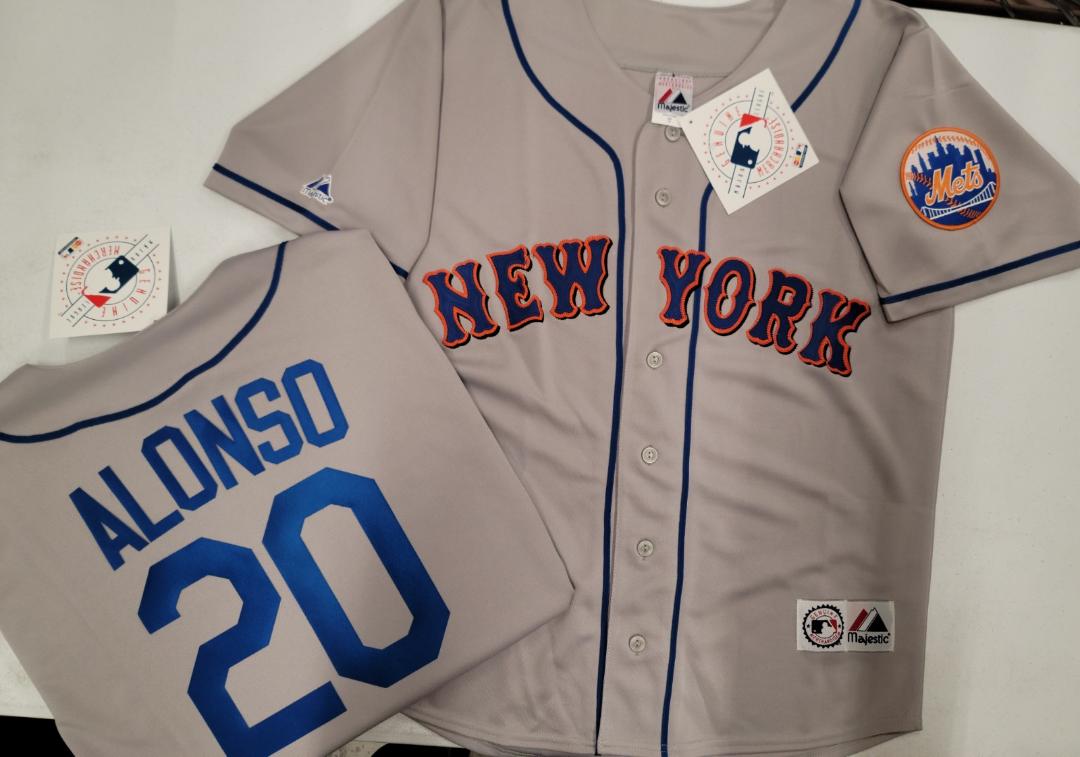 Mens Majestic New York Mets PETE ALONSO Baseball Jersey GRAY New