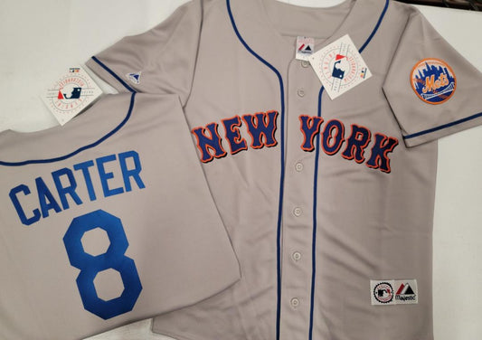 Mens Majestic New York Mets GARY CARTER Baseball Jersey GRAY New