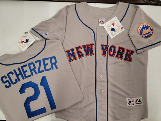 Mens Majestic New York Mets MAX SCHERZER Baseball Jersey GRAY New