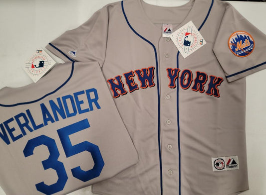 Mens Majestic New York Mets JUSTIN VERLANDER Baseball Jersey GRAY New