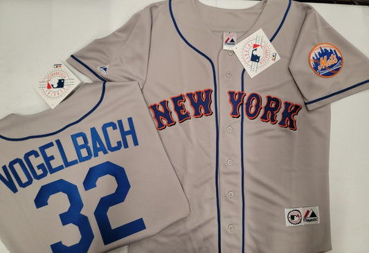 Mens Majestic New York Mets DANIEL VOGELBACH Baseball Jersey GRAY New