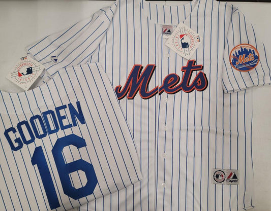 Mens Majestic New York Mets DWIGHT GOODEN Baseball Jersey WHITE P/S New