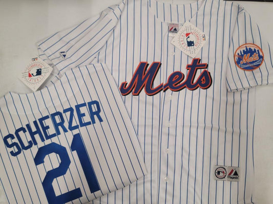 Mens Majestic New York Mets MAX SCHERZER Baseball Jersey WHITE P/S New