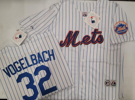 Mens Majestic New York Mets DANIEL VOGELBACH Baseball Jersey WHITE P/S New