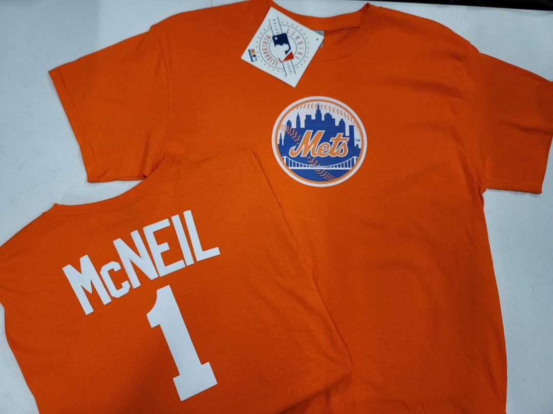 Mens MLB Team Apparel New York Mets JEFF McNEIL Baseball Shirt ORANGE