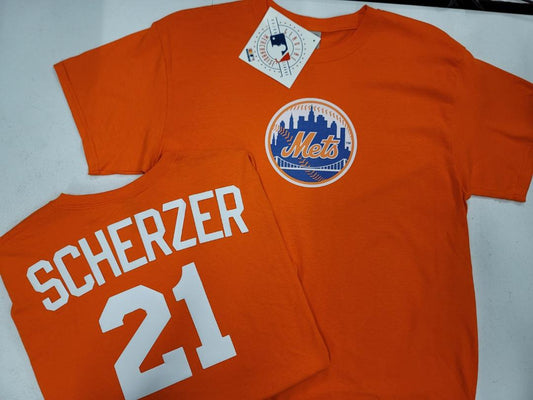 Mens MLB Team Apparel New York Mets MAX SCHERZER Baseball Shirt ORANGE