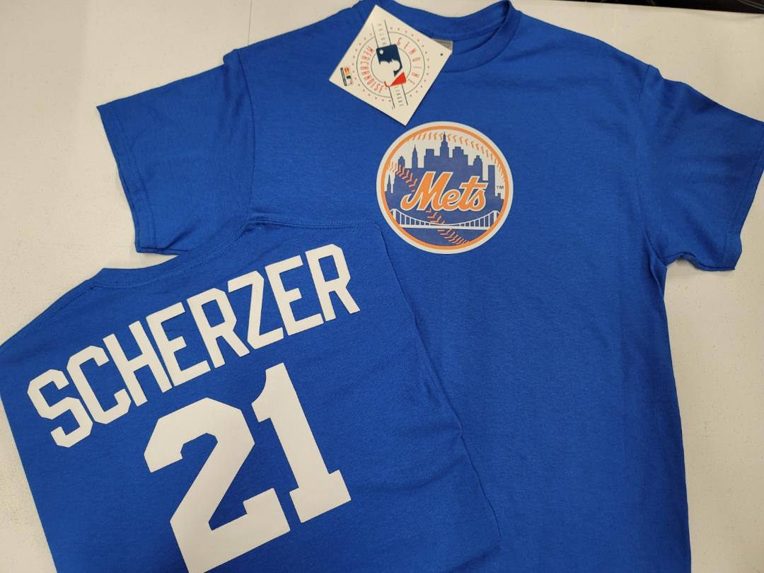Mens MLB Team Apparel New York Mets MAX SCHERZER Baseball Shirt ROYAL