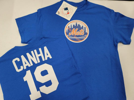 BOYS YOUTH MLB Team Apparel New York Mets MARK CANHA Baseball Jersey Shirt ROYAL