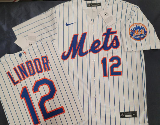 Mens Nike New York Mets FRANCISCO LINDOR Baseball Jersey WHITE P/S New