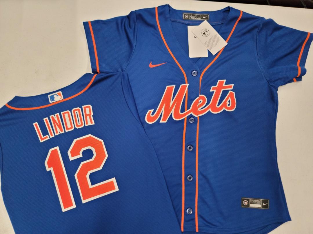 WOMENS Nike New York Mets FRANCISCO LINDOR Sewn Baseball Jersey ROYAL
