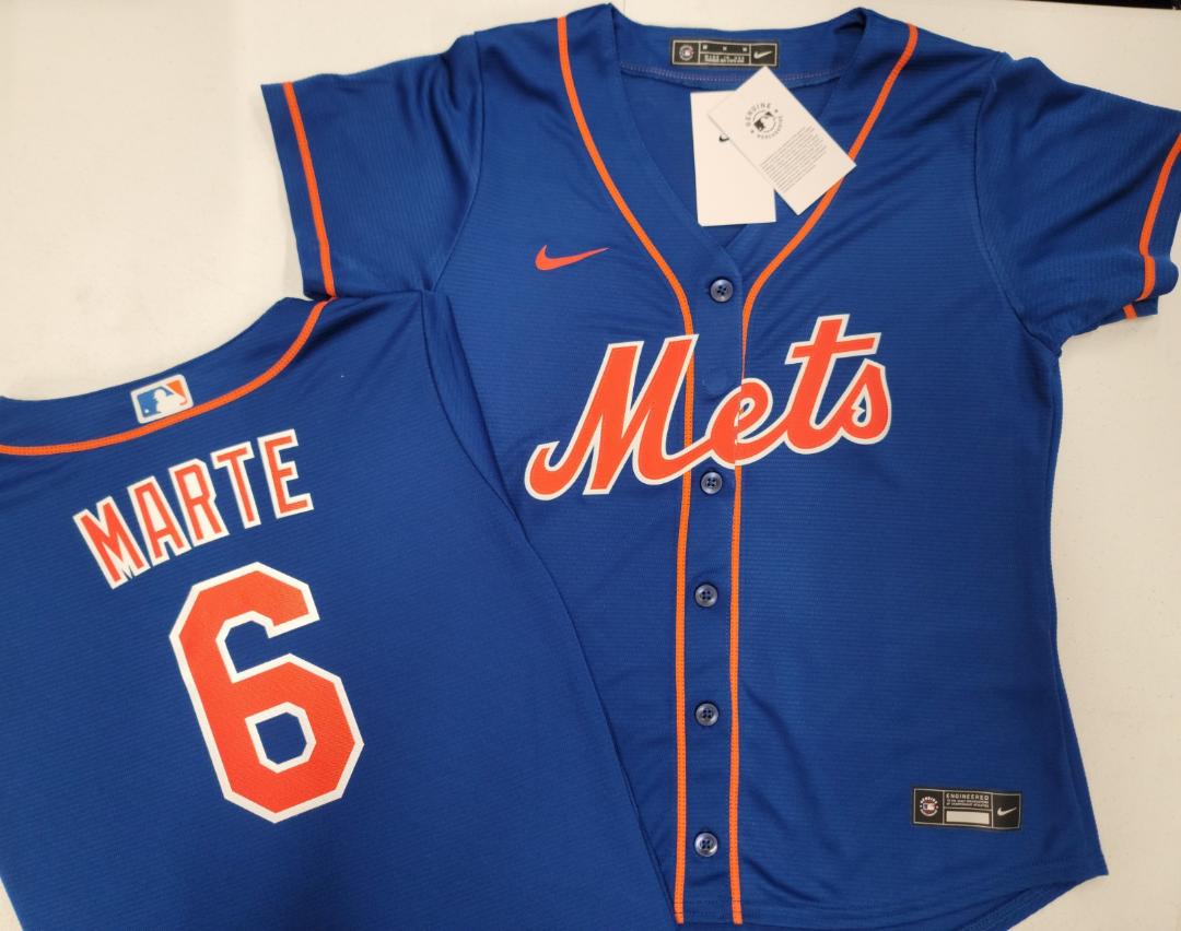 WOMENS Nike New York Mets STARLING MARTE Sewn Baseball Jersey ROYAL