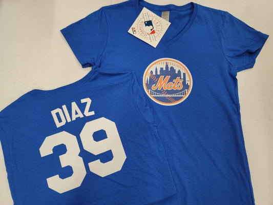 MLB Team Apparel Womens New York Mets EDWIN DIAZ V-Neck Baseball Shirt ROYAL