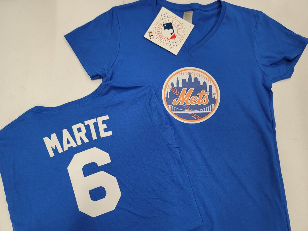 MLB Team Apparel Womens New York Mets STARLING MARTE V-Neck Baseball Shirt ROYAL