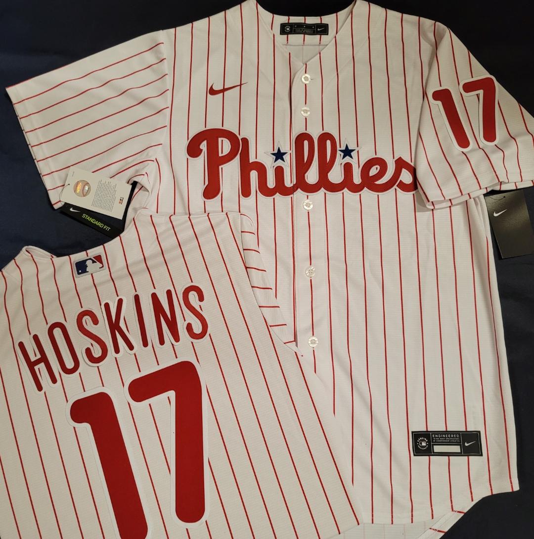Nike Philadelphia Phillies RHYS HOSKINS Sewn Baseball Jersey WHT P/S –