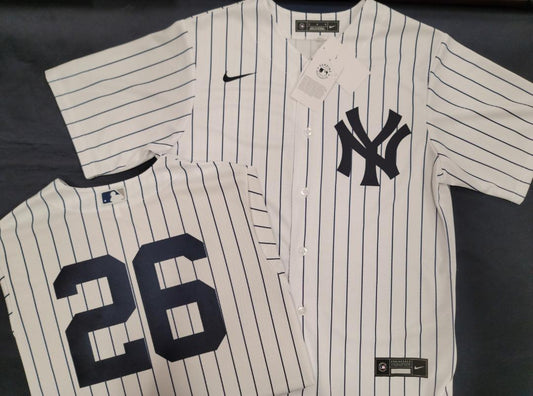 Mens NIKE New York Yankees DJ LeMAHIEU Sewn Baseball Jersey WHITE