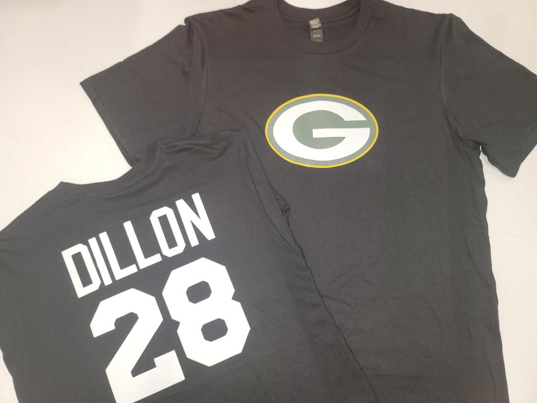 Mens NFL Team Apparel Green Bay Packers AJ DILLON Football Jersey Shirt BLACK