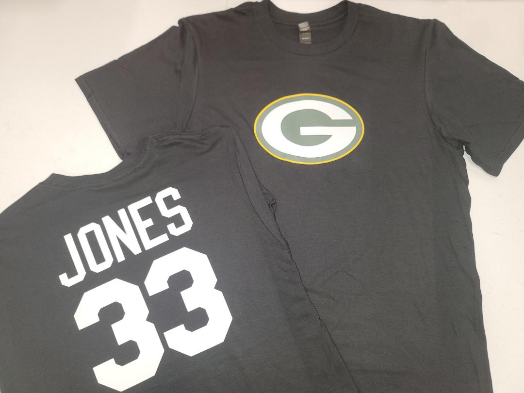 Mens NFL Team Apparel Green Bay Packers AARON JONES Football Jersey Shirt BLACK