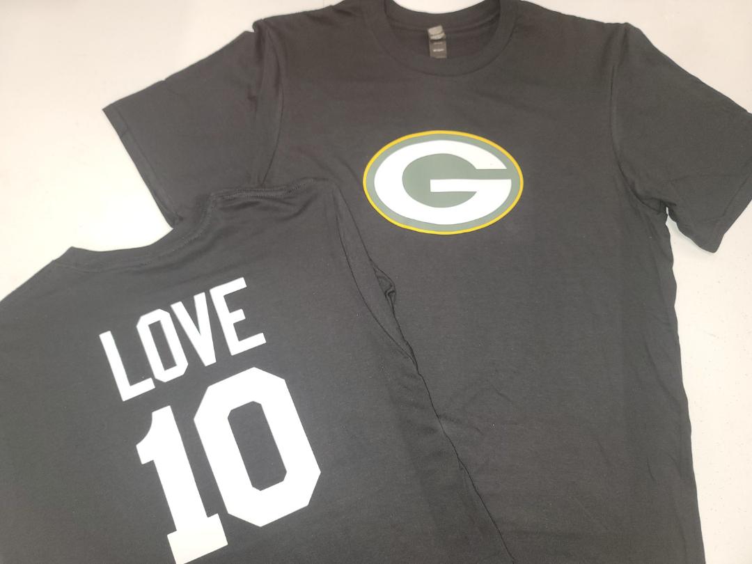 Mens NFL Team Apparel Green Bay Packers JORDAN LOVE Football Jersey Shirt BLACK