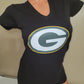 NFL Team Apparel Womens Green Bay Packers AARON RODGERS V-Neck Football Shirt BLACK
