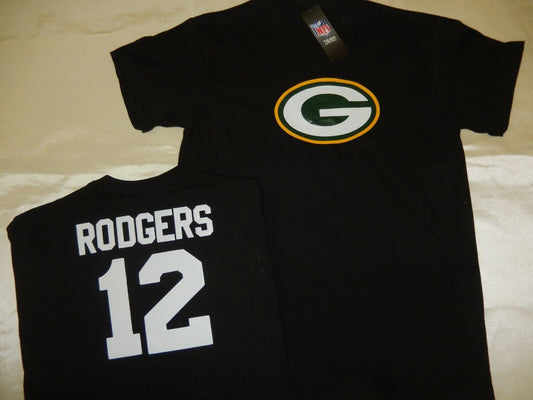 Mens NFL Team Apparel Green Bay Packers AARON RODGERS Football Jersey Shirt BLACK