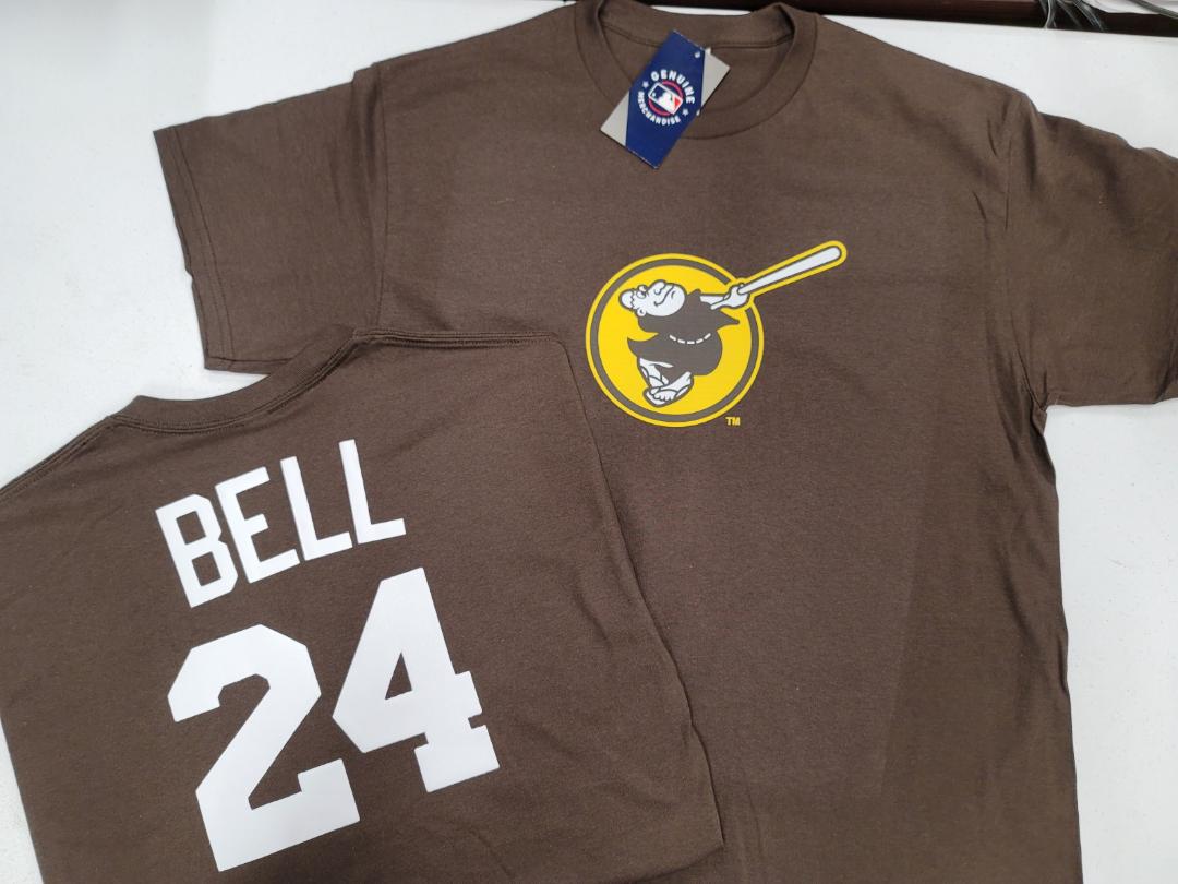 Mens MLB Team Apparel San Diego Padres JOSH BELL Baseball Shirt BROWN