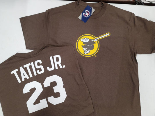 Mens MLB Team Apparel San Diego Padres FERNANDO TATIS JR Baseball Shirt BROWN