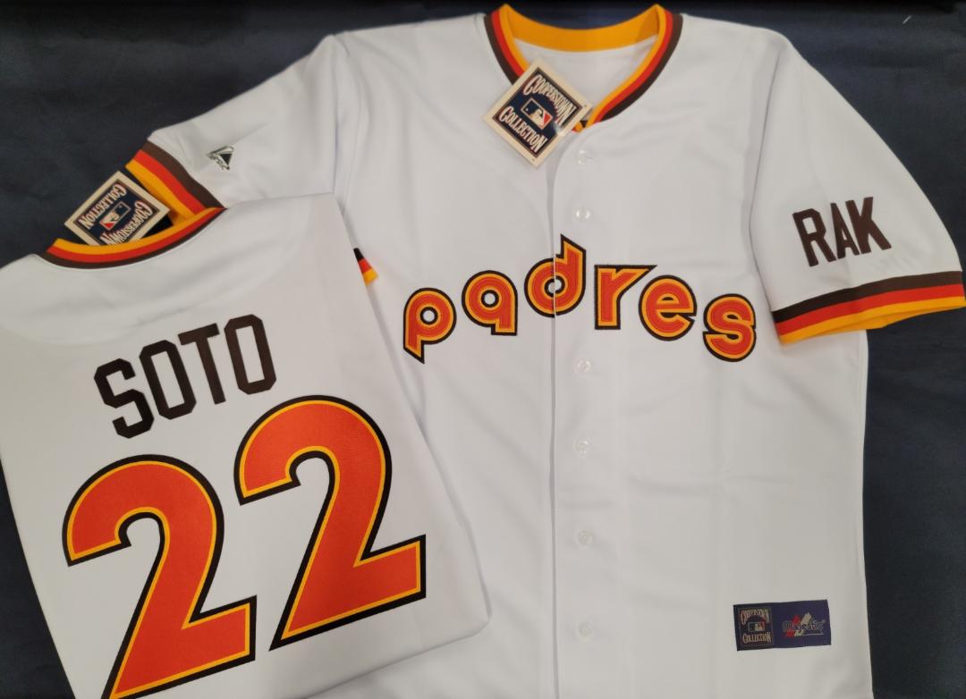 Cooperstown Collection San Diego Padres JUAN SOTO Sewn THROWBACK Baseball Jersey