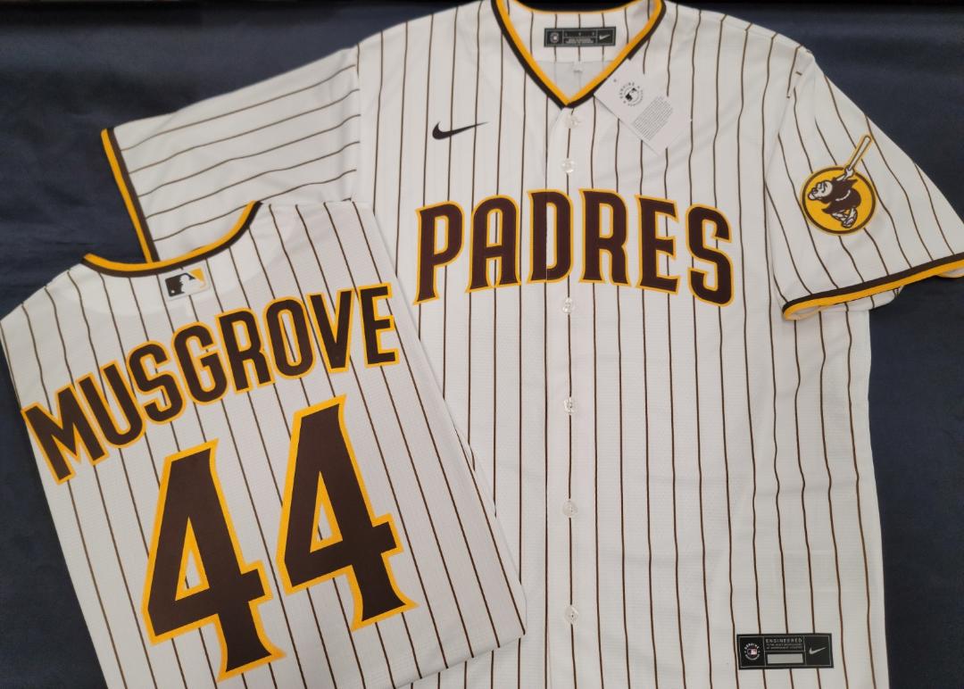 Mens NIKE Team Apparel San Diego Padres JOE MUSGROVE Baseball Jersey WHITE P/S
