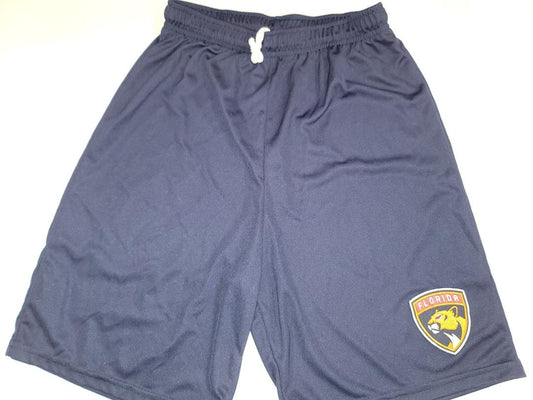 Mens NHL Team Apparel FLORIDA PANTHERS Moisture Wick Dri Fit SHORTS Embroidered Logo NAVY